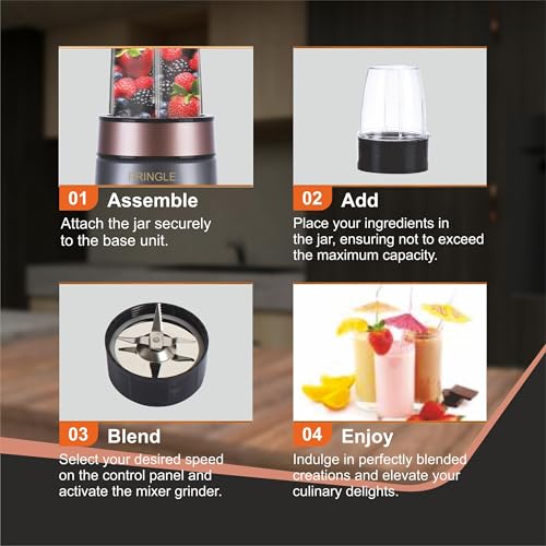 Image of Pringle NB104 Nutri Blender Juicer Mixer Grinder & Chopper | 600W Full Copper Motor | 2 Unbreakable Jars with Chopper | Multi-Purpose Kitchen Appliance | 2 Years Warranty