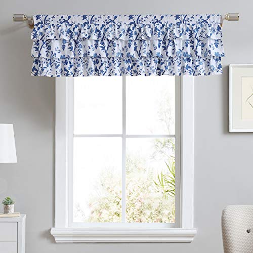 Laura Ashley - Valance, Cotton Rod Pocket Top Window Treatment, Chic Home Decor (Elise, 18' x 50')