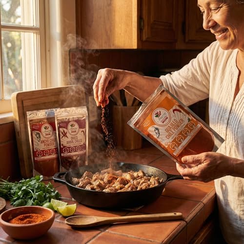 Chile Powder Variety Pack (12 oz Total) – Ancho, Guajillo & Arbol for Authentic Mexican Flavor Pure Ground Dried Chiles for Moles, Salsas, Sauces, Stews, Rubs, Tamales by Amazing Chiles & Spices