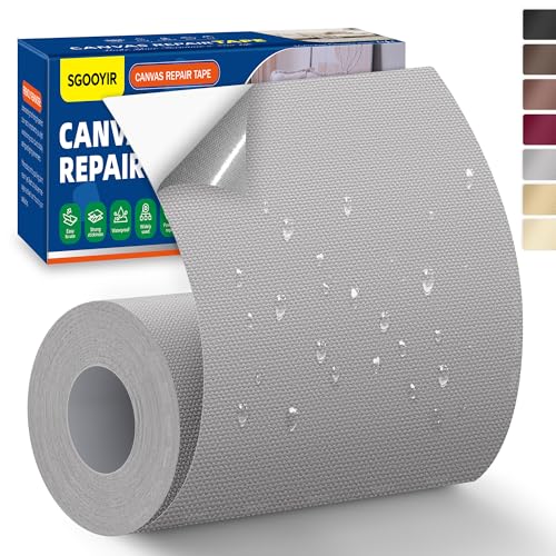 10x200cm Flicken Selbstklebend Stoff, Grau Selbstklebender Stoffkleber Textilkleber, Wasserdichtes Leinwand Stoff Selbstklebend Reparatur Patches für Zelte, Sofa, RV Markise, Stühle