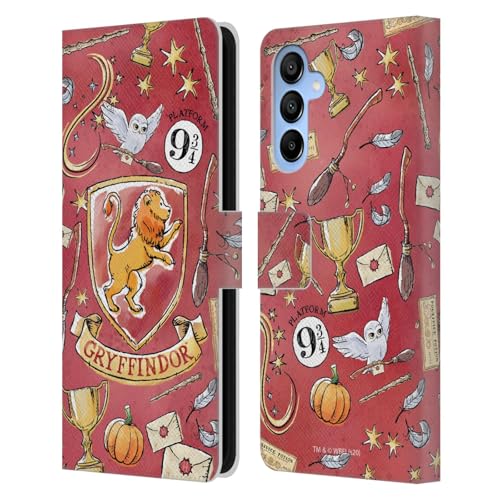 Head Case Designs Officially Licensed Harry Potter Gryffindor Pattern Deathly Hallows XIII Leather Wallet Case Compatible With Samsung Galaxy A16 5G