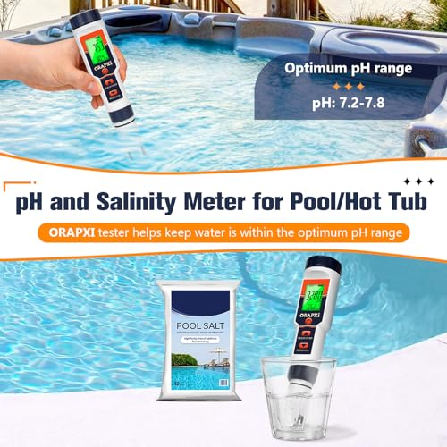 pool salt tester ph meter orapxi salinity meter and ph tester ppm ec meter with lcd screen 5 in 1- salt ph tds ec meter for saltwater pool hot tubs spas aquarium hydroponics system home brew