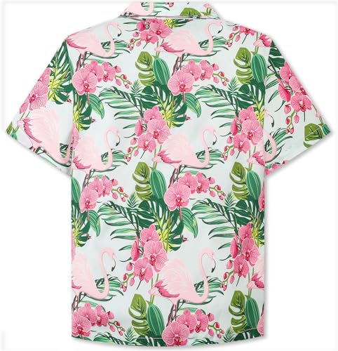 Image of SANGTREE Girls & Women's Hawaiian Shirts Button Down Short Sleeve Floral Tropical Shirt Beach Vacation Blouse Tops