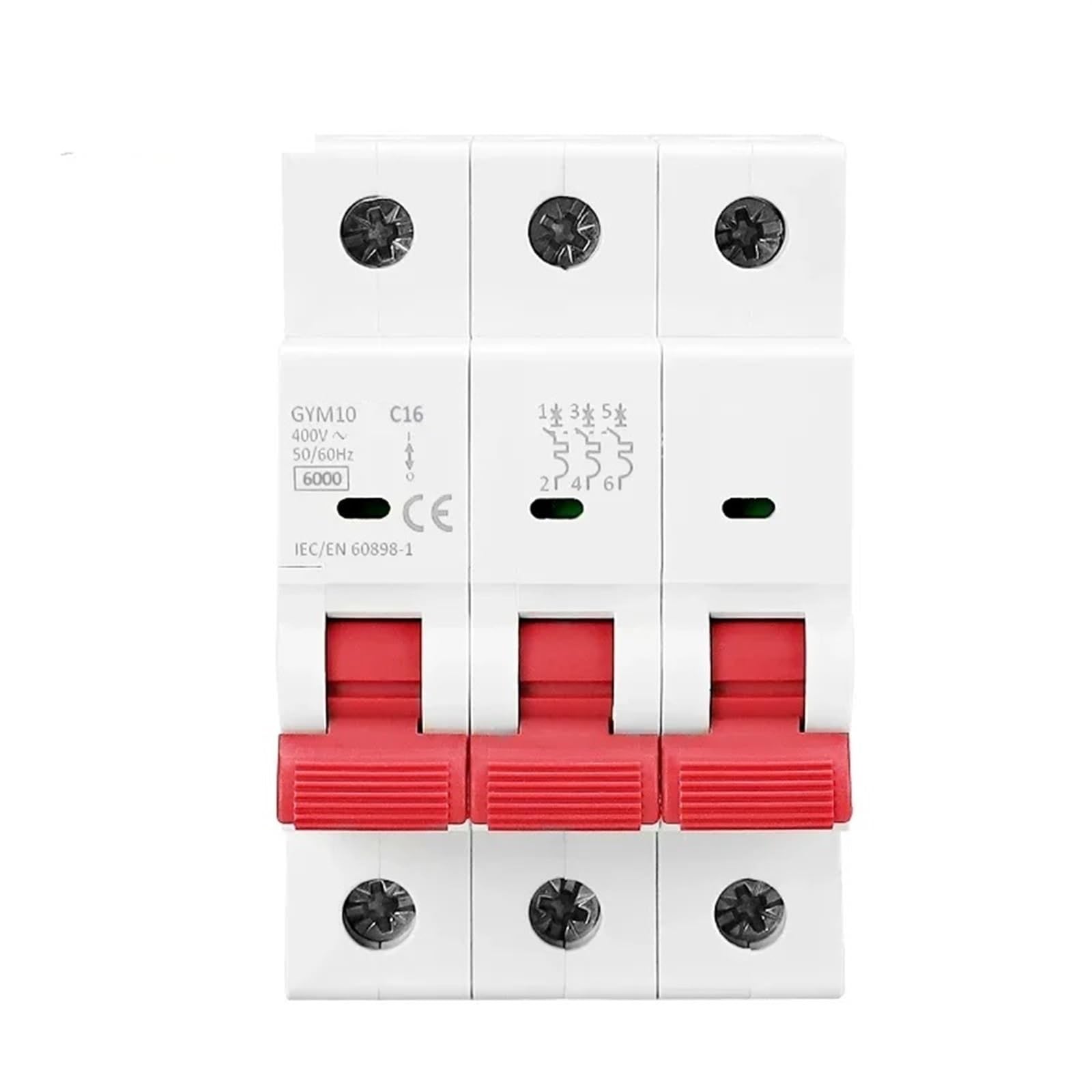 Interruttore tripolare GYM10 6 A, 10 A, 16 A, 20 A, 25 A, 32 A, 40 A, 50 A, 63 A, 220 V/400 V, tipo C, 6 kA, 1 pezzo(20A)
