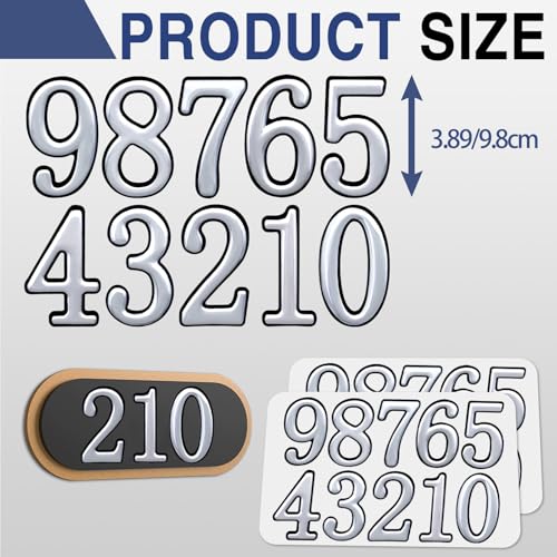 Image of opasyo 20 Pieces Mailbox Numbers for Outside 3.8 inch 0-9 Self-Adhesive Mail Box Numbers,3D Gold House Numbers for Mailbox, Apartment, House, Trash Bins,Office Hotel Room (Silver, 3.8inch)