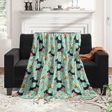 Soft Lightweight Throw Blanket Warm Comfy Wearable Blanket Fashion Cozy Flannel Throw Blanket Wrap for Couch Bed Sofa - Black Scottie Dog, 60x50 Inch