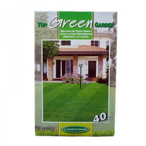 Top Green Garden Semi per Prato Inglese, Varietà Nane Pregiate, 40 mq di Copertura KG 1 | RICHIEDE POCHISSIMA MANUTENZIONE|