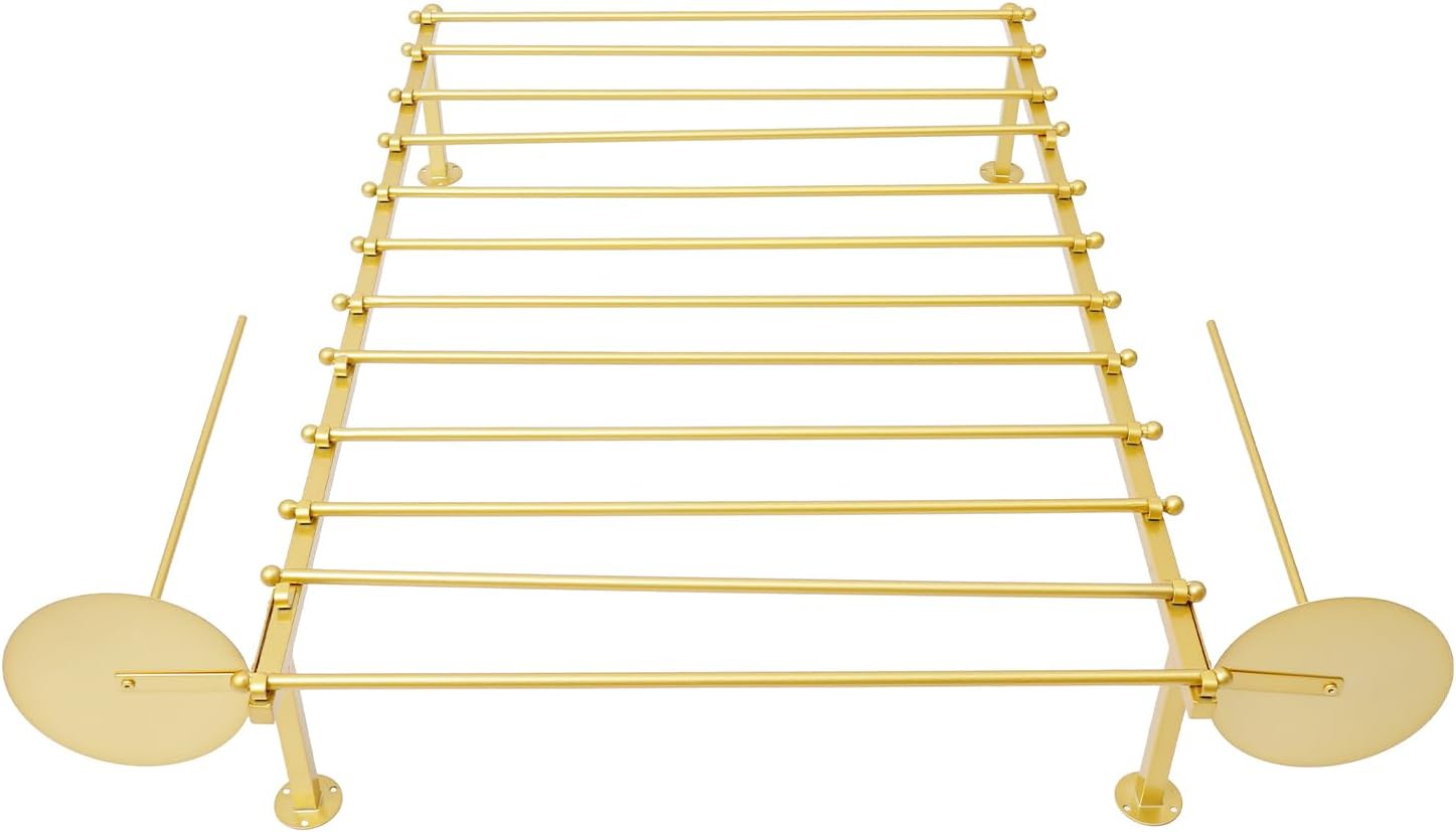 Ribbon Storage Organizer, Wall Mounted Ribbon Organizer, 12-Tier Metal Gift Wrapping Paper Rack, Spool Tie Scarf Hijab Belt Towel Hanger, for Home, Craft Room, Flower Shop, Gold, 31.5in Wide
