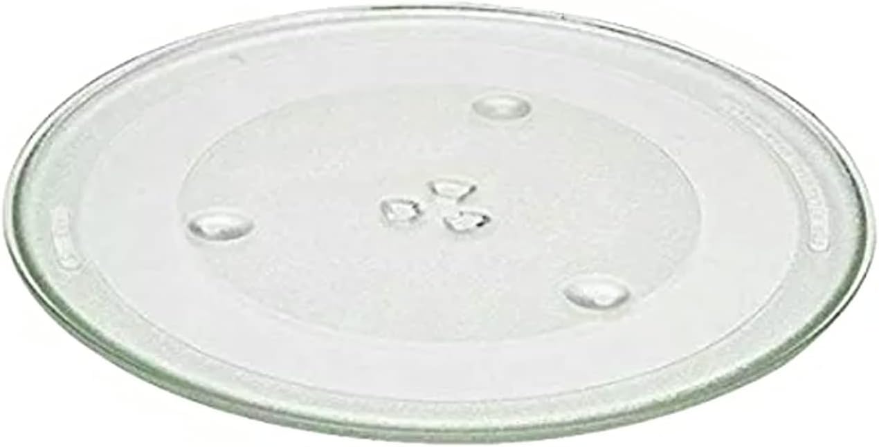 Quailitas Microwave Plate - 315 mm Microwave Turntable Glass Tray w/ 3 Fixtures, Scratch-Resistant Plate, Transparent