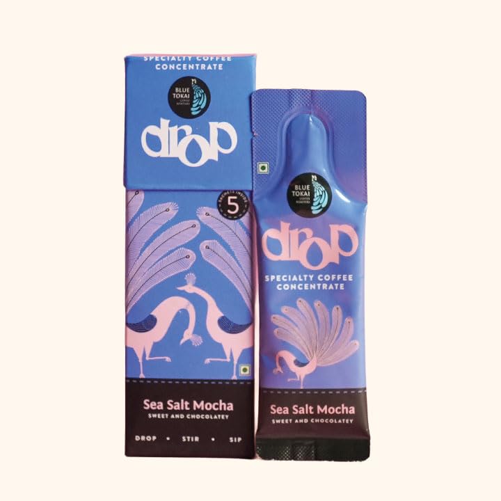 Image of Blue Tokai Coffee Roasters Drop Sea Salt Mocha | Liquid Coffee Concentrate | 100% Arabica | Ready to Use Coffee | Hot or Cold | Pack Of 5 Sachets | 20ML Each| Instant Coffee | Specialty Coffee Concentrate