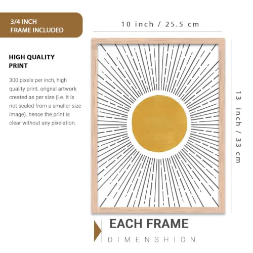 Image of kotart Home Decor Boho Painting Decorative Wall Art | Aesthetic poster With Frame For Living Room Bed Room Hotel Wall Decor Digital Reprint Set of 3 (10X13 inch)