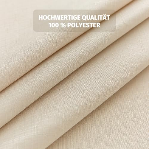 Yeahshion Tischdecke Rechteckig Schmutzabweisend, Beige 140 x 240 cm, Polyester-Leinen-Effekt, wasserdichte Tischdecke für Tisch… – Ansicht 4