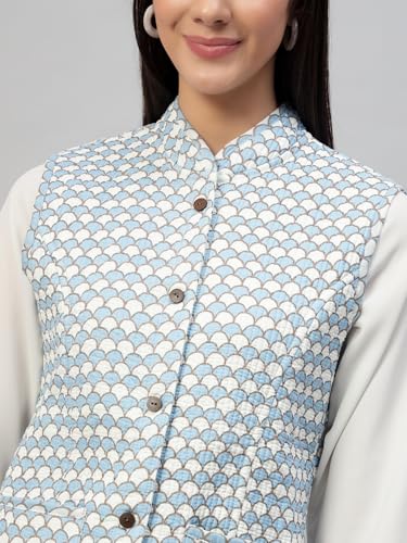 Image of Ravaiyaa - Attitude is everything Women's Floral Printed Reversible Quilted Jacket Coat Blazer Jacket Sleeve Less Waistcoat