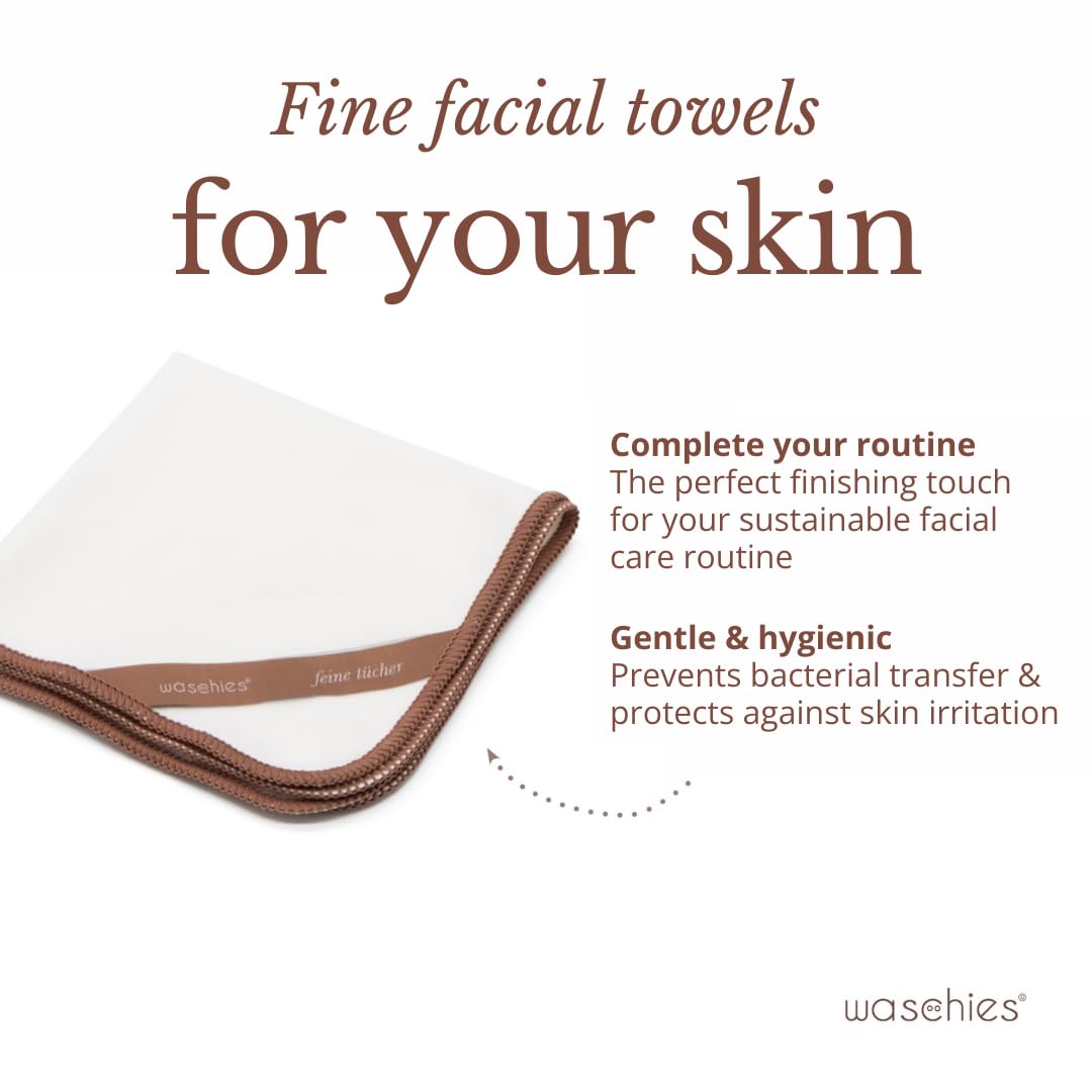 Waschies Ultra-Fine Face Cloths, Pack of 5 in Brown/White, Soft, Absorbent Towels for Gentle Drying - Image 2