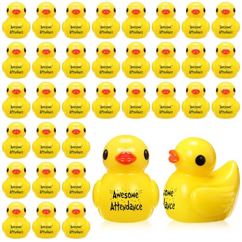 Skylety 50 Pcs Awesome Attendance Resin Duck Perfect Attendance Awards for Student from Teacher Classroom Prizes Motivational Brag Awards for Back to School Students Classroom Incentives
