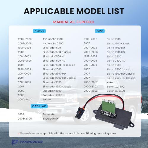 Image of PANNUOSCS Blower Motor Resistor 89019089 Fit for Chevy Silverado GMC Sierra