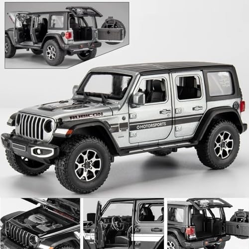 Image of Wrangler Rubicon Toy Car for Kids Collection 1:24 Scale Diecast Metal Model Car with Light Sound Pull Back Openable Door