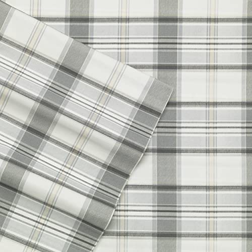 Image of Eddie Bauer - King Sheets, Cotton Percale Bedding Set, Crisp & Cool Home Decor (Chinook Grey, King)