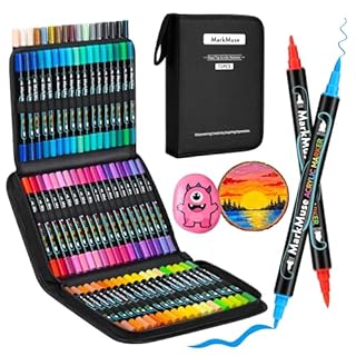 MarkMuse 72 Colours Acrylic Paint Pens, Non-Toxic Water-Based & Fast-Dry Dual Tip Acrylic Markers for Stone Painting, Canvas, Wood, Adult Artist Supplies