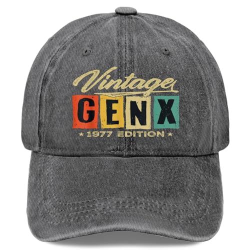 (ON Back) Vintage Awesome Since 1977 49th Birthday Hats for Mens Fashion Washed
