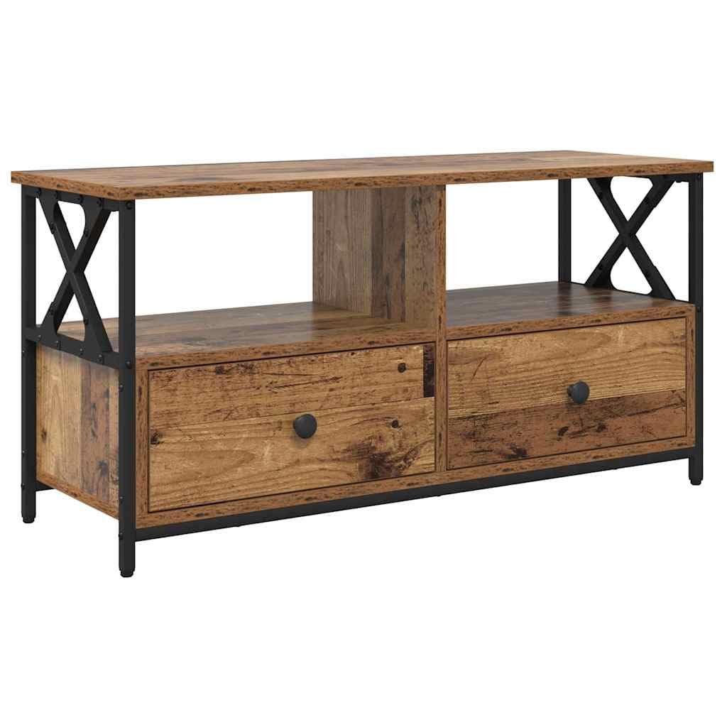 Szafka pod telewizor z szufladą ze starego drewna, 90 x 33 x 45 cm
