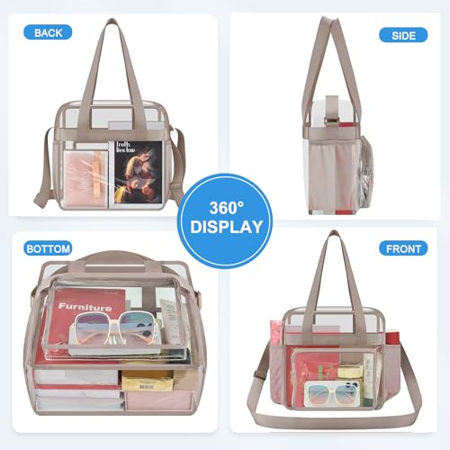 Image of Busiuw Clear Bag for Stadium Events, Stadium Approved 12x12x6 Clear Tote Bag for Sport Fan, Work Concert Travel