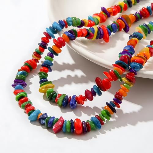 Image of 5-8mm Muliticolor Shell Chips Natural Chip Stone Beads for Jewelry Making | Semi Precious, Loose Gemstone, Healing Crystal, Rocks, 230Pcs Strand, Drilled, DIY Bracelets Necklaces Earrings Crafts Supply