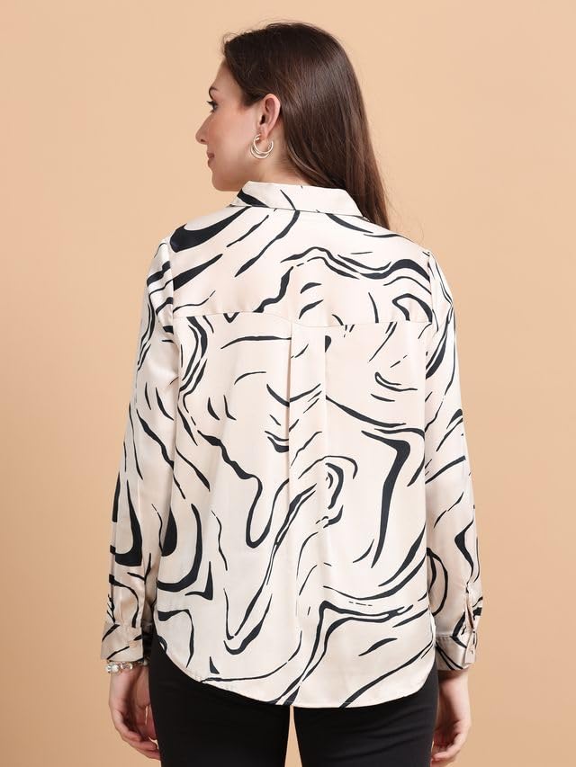Image of Glam & Chique Women's Abstract Printed Button-Down Shirt XS-2XL