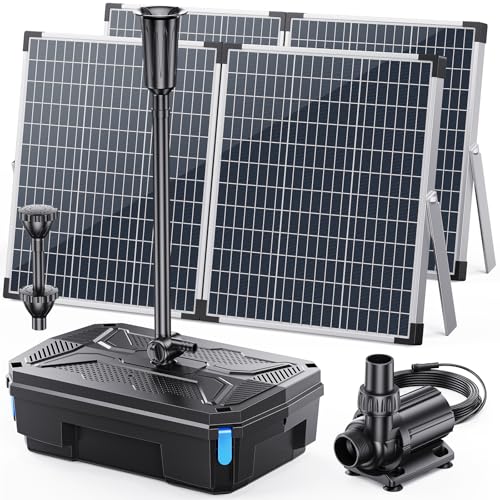 Image of Antfraer Solar Pond Filter & Pump Kit, 100W Foldable Solar Panel with 3-Stage Filtration, Dual Mode Fountain & Waterfall Pond Filter for Outdoor Ponds, Fish Ponds, Garden Water Features