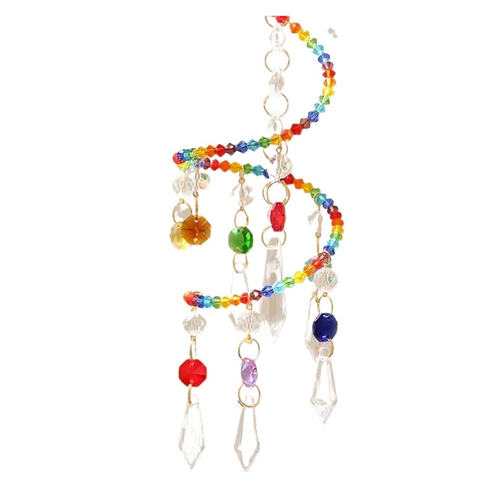 Crystal Suncatcher Wind Chimes Garden Suncatcher Brilliant Crystal Wind Chime Prism Hanging Decor Elegant Spiral Sun Catcher(Colorful)