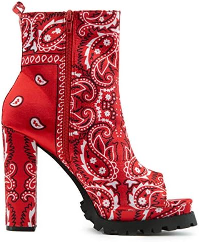 Mata Shoes Bandanna Bardi Peep-Toe Bootie - Women Red Bandana 6 M US | Image 1
