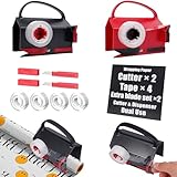 Wrapping Paper Cutter & Tape Dispenser– Dual-Use Gift Wrap Tool with 4 Tapes & 2 Replacement Blades – Paper Roll Holder for Christmas, Birthday, Holiday – Sliding Slicing Tube Design (2-Pack)