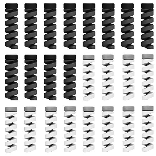 Rancco Cable Protector/Wire Repair/Pet Bite Cable Case/Cord Identification Cover,24 Pc Type-C Cord Protector Headphone Adapter Saver Spiral Cable Wrap Strain Relief Data Cord Sleeve