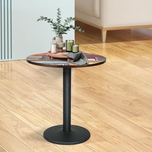 HUOLE Mesa de Comedor Pequeña, Mesa de Cocina Cuadrada/Redonda para 2-6Personas, Base Cuadrada/Redonda de Acero, para Espacios Pequeños, Salón (70 x 70 x 72 cm (D))
