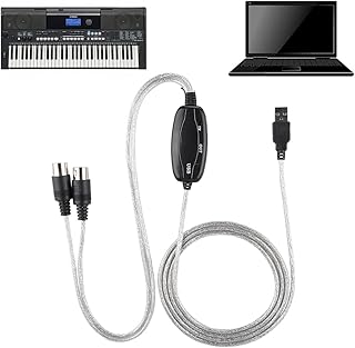 Entatial MIDI Cable, MIDI USB Converter, USB To MIDI Interface Adapter USB MIDI Cable Cord Keyboard Plug & Play