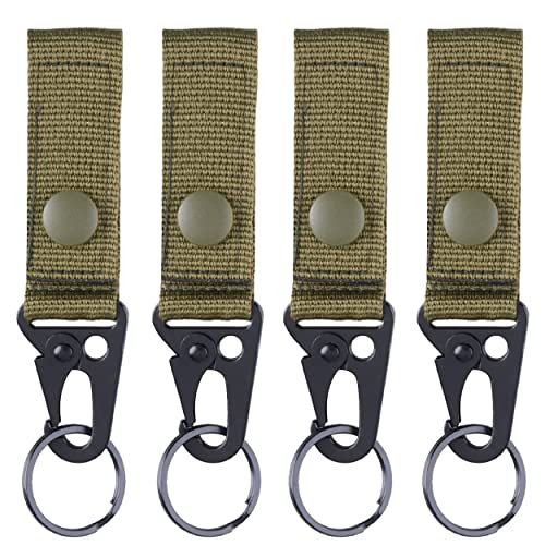 Azarxis Llavero Táctico con Cinturón Gancho Clave Multifuncional Hebilla Molle para Camping al Aire Libre (02 Verde - 4 Pcs)