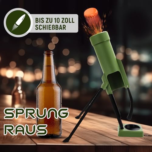 Yooyan Bierflaschenöffner im Mörser-Design, Automatischer Kronkorkenauswurf, 51mm Freihändiger Flaschenöffner, Lustiger Bieröffner für Hausbar, Party & Männergeschenk (Grün)