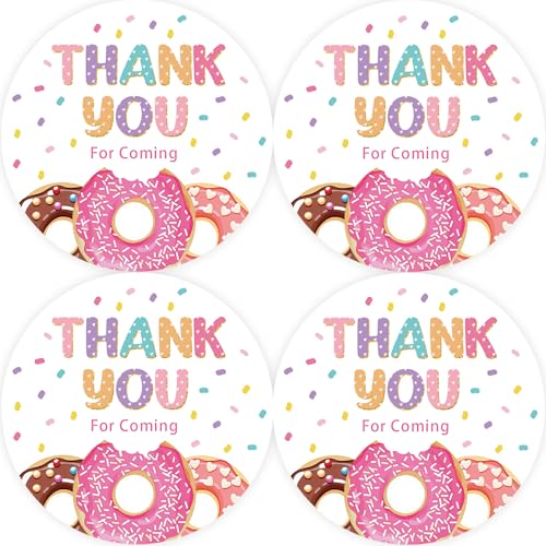 40 adesivos Donut Thank You, adesivos redondos de aniversário de donut, adesivos redondos Thank You