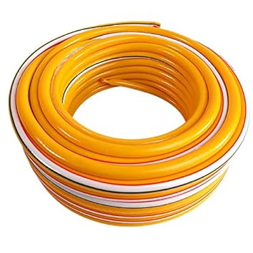 DARIT PVC Fiber Reinforced Hose Pipe Heavy Duty Flexible Light Weight Spiral Mesh Textile for Industrial Agriculture Lawn Garden Water Irrigation Hose Tubing Roll - Yellow (0.5