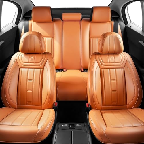 Image of Car Seat Cover for Chevrolet Trax Seat Covers 2015-2025, Nappa Leather Waterproof Seat Covers for Cars, Airbag Compatible, Automotive Car Seat Covers Full Set(5 Seats /Orange)