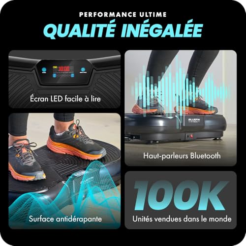 Bluefin Fitness Plaque Vibrante|Renforcement Musculaire & Entraînement Complet du Corps|Design Compact avec Bandes de Résistance|Entraîneur de Fitness par Vibrations pour la Maison – Image 5