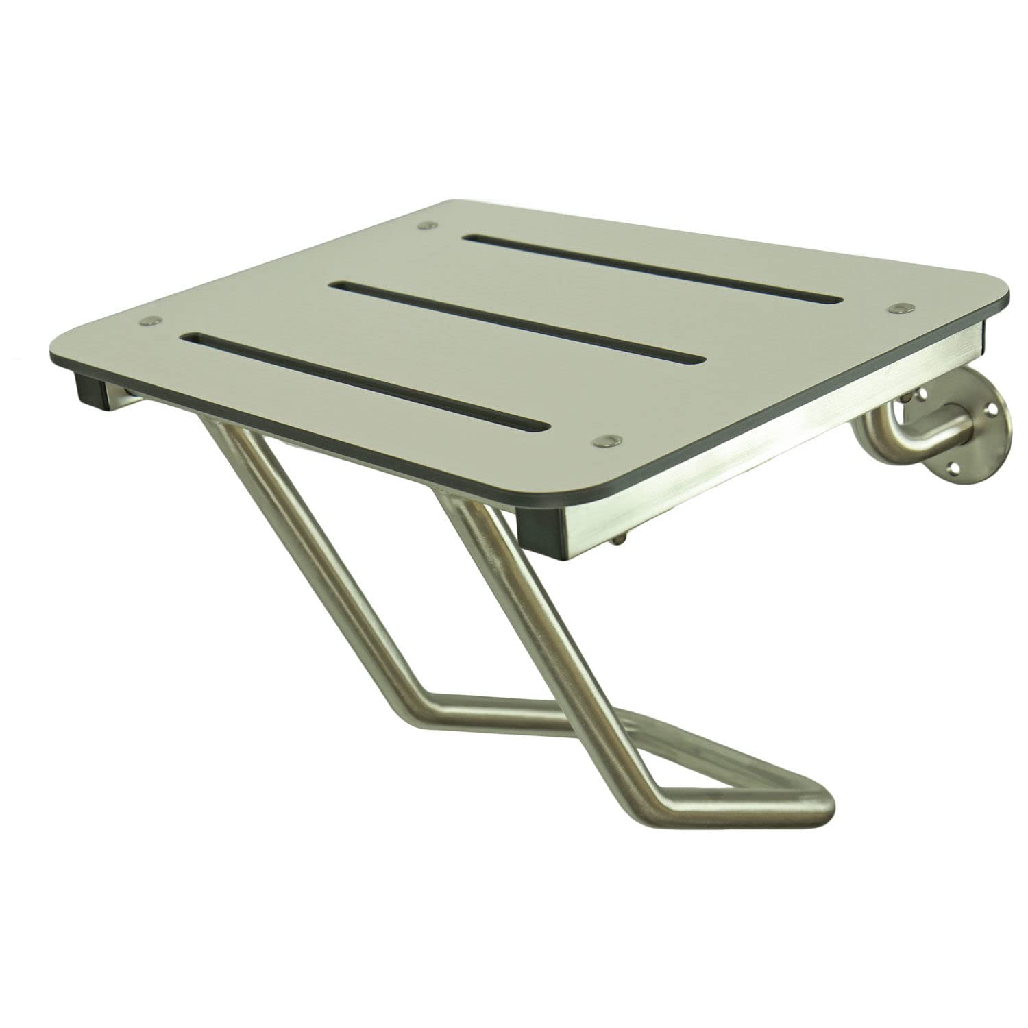 Frost , Full Wall Mounted Shower Seat, Stainless/White by Frost Hats – 15.75"L x 18"W x 29"H, Steel, White