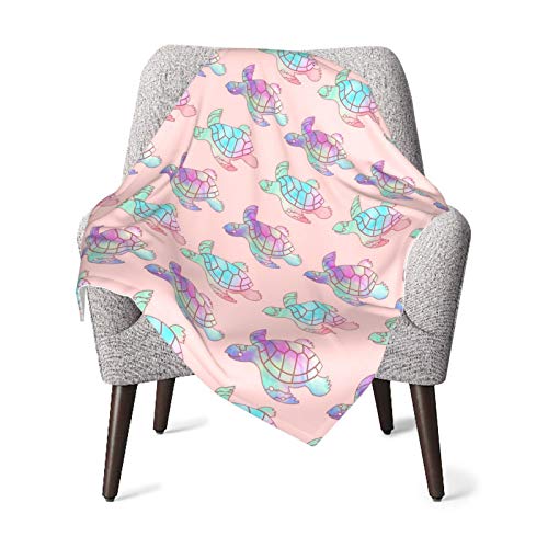 Soft Watercolor Sea Turtles Pink Baby Blanket Fleece Baby Girl Blanket Plush Dot Toddler Newborn Blanket Woodland for Nursery Stroller Crib Receiving Blanket Infant Unisex