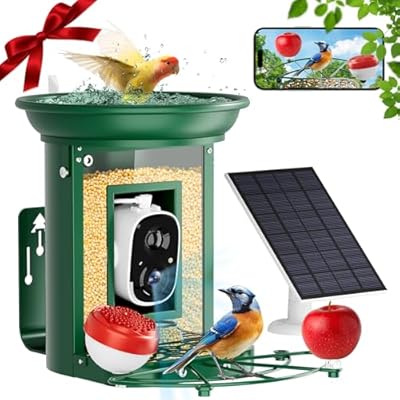 Bird Feeder with Camera,Camii Metal Birdfeeder 2K hd Cameras Birds Species Identified Solar Power Auto Capture Bird & Motion Detection for Video Cameras BirdFeeders for Birds Lovers