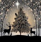 Noel Tatt Charity Christmas Cards Pack of 10 - Starry Night and Animals Scene - Festive Christmas Cards Multipack - In Aid of UK Charities