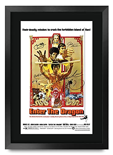 HWC Trading Enter the Dragon Gifts Printed Signed Autograph Picture for Movie Memorabilia Fans - 16' x 12' Framed