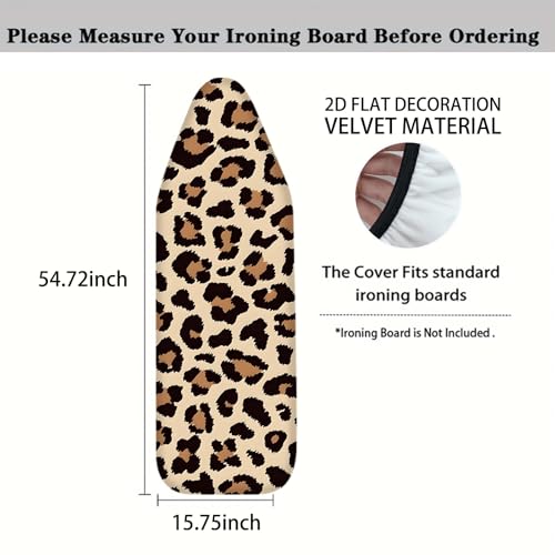 Image of Nuxovilar Leopard Print Ironing Board Cover 15x54 Polyester | Iron Pad Scorch Guard laundry helper protective board shield home laundry room craft studio (Leopard)