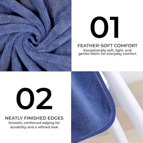 Image of MAXOSHINE Microfiber Kids Bath Towels Quick Dry Super Absorbent Super Soft Bath Towel for Babies Toddler-Baby Towel for Boys and Girls (1, Blue)