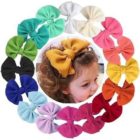 JOYOYO 16 Pcs Bows for Girls, 4.5 Inches Waffle Bow Crocodile Clips Hair Accessories for Baby Girls, Toddlers, Kids and Teens Cover