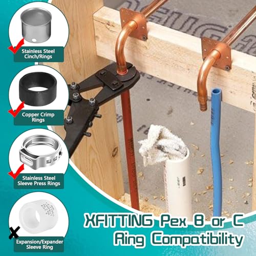 Image of Boltigen 1 /2 inch PEX Copper Stub Out Elbow 5-Pack with Wall Flange - 6 Inch, F1807 Certified with Stainless Steel Crimp Clamps for PEX-B /C Systems
